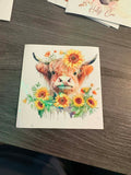 Cow with Sunflowers