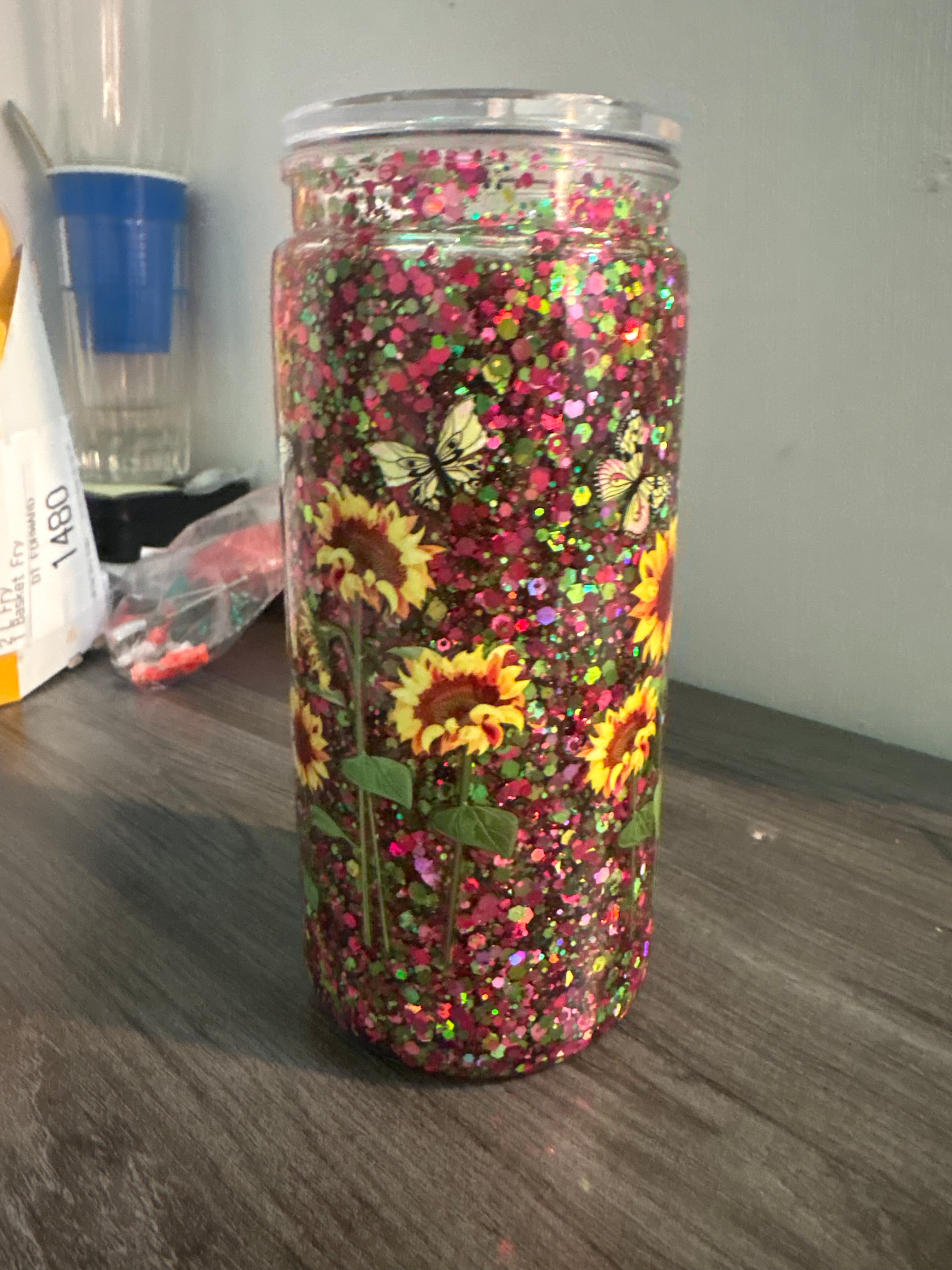 Pre-Made Sunflower Snowglobe Tumbler